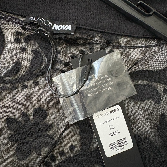 Fashion Nova Black Floral Lace Jumpsuit - Picture 5 of 5